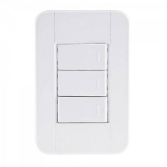 Interruptor Triplo 4x2 c/ 3 Teclas 10A 250V Tablet Branco TRAMONTINA (65171)
