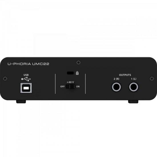 Interface Digital UMC22 Preto BEHRINGER por 979,99 à vista no boleto/pix ou parcele em até 10x sem juros. Compre na loja Mundomax!