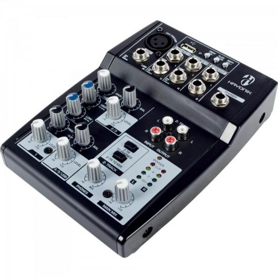 Mesa de Som 5 Canais USB HMX-105 Preta HAYONIK por 399,90 à vista no boleto/pix ou parcele em até 10x sem juros. Compre na loja Mundomax!