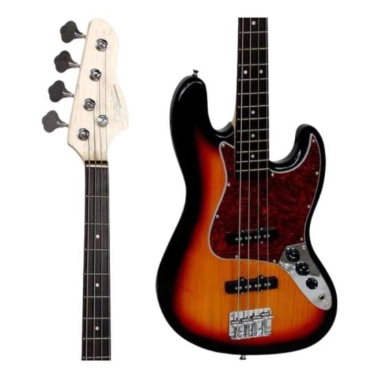 Contrabaixo Giannini GB-100 Jazz Bass Elétrico Passivo Sunburst/Turtle por 1.050,00 à vista no boleto/pix ou parcele em até 12x sem juros. Compre na loja Mundomax!