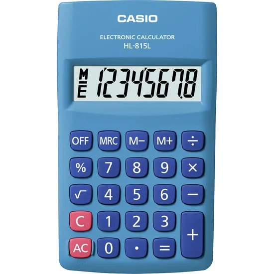 Calculadora de Bolso Casio HL815L 8 Dígitos Azul por 27,99 à vista no boleto/pix ou parcele em até 1x sem juros. Compre na loja Mundomax!