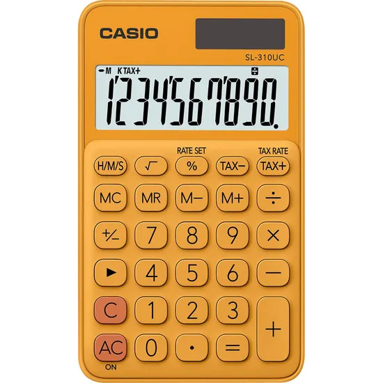 Calculadora de Bolso Casio SL-310UC 10 Dígitos Laranja por 42,99 à vista no boleto/pix ou parcele em até 1x sem juros. Compre na loja Mundomax!