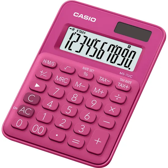 Calculadora Mini de Mesa 10 Dígitos MS-7UC-RD Rosa CASIO por 0,00 à vista no boleto/pix ou parcele em até 1x sem juros. Compre na loja Mundomax!