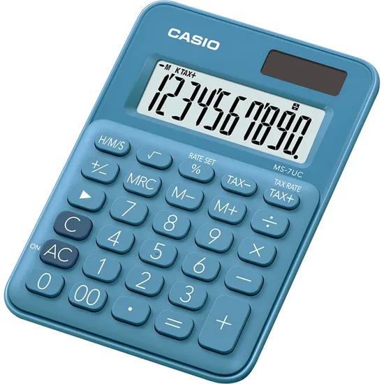 Calculadora Mini de Mesa 10 Dígitos MS-7UC-DC Azul CASIO por 52,99 à vista no boleto/pix ou parcele em até 2x sem juros. Compre na loja Mundomax!