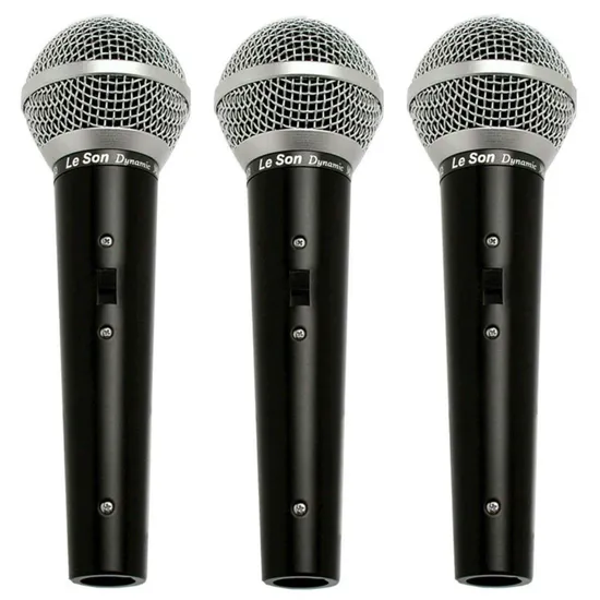 Kit Com 3 Microfones Leson LS50K3 Dinâmico Preto por 292,99 à vista no boleto/pix ou parcele em até 10x sem juros. Compre na loja Mundomax!