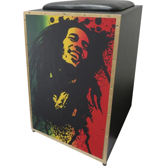 Cajon Acústico Inclinado Profissional K2 COR-002 Bob Marley JAGUAR (65606)
