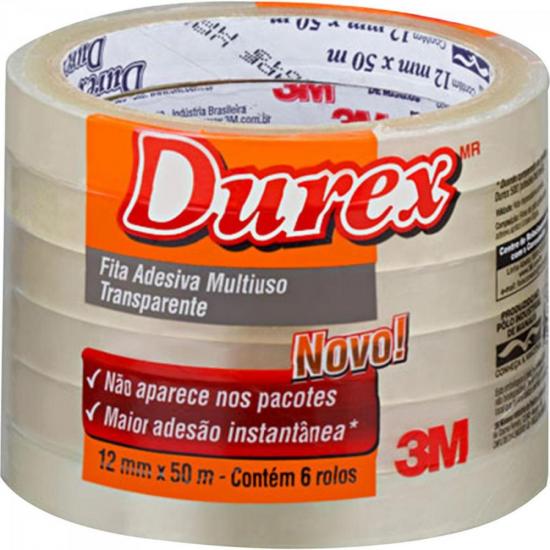 Fita Durex 12MMX50M Transparente 3M (embalagem c/ 6 uni.) por 29,00 à vista no boleto/pix ou parcele em até 1x sem juros. Compre na loja Mundomax!