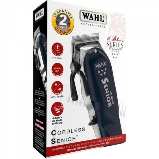 Máquina de Corte Wahl Senior Cordless Preta por 974,90 à vista no boleto/pix ou parcele em até 10x sem juros. Compre na loja Mundomax!