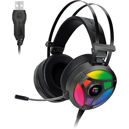 Headset Gamer Fortrek H1+ 7.1 USB RGB Cinza (65905)