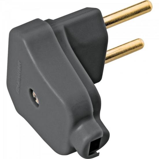 Plugue Macho Angular 2P 10A Cinza TRAMONTINA por 0,00 à vista no boleto/pix ou parcele em até 1x sem juros. Compre na loja Mundomax!