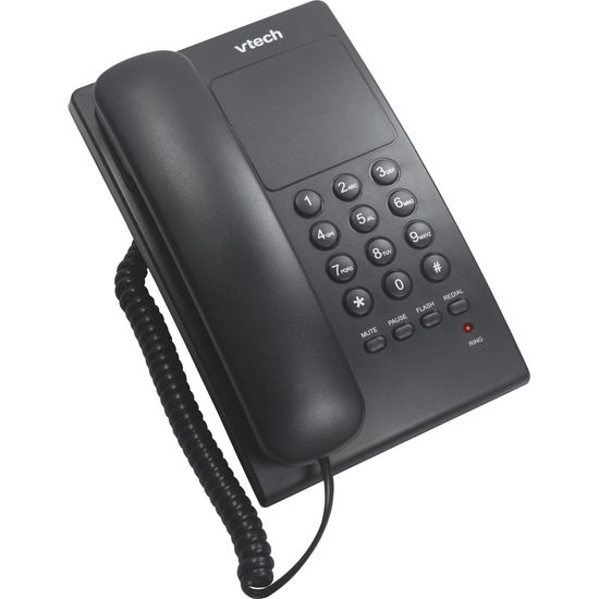 Telefone Digital de Mesa c/ Fio VTC105B Preto VTECH por 0,00 à vista no boleto/pix ou parcele em até 1x sem juros. Compre na loja Mundomax!