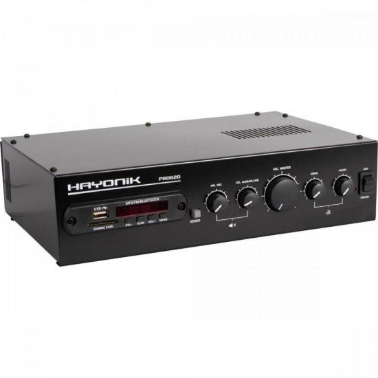 Amplificador Hayonik PRO620 100W RMS Com Gongo por 1.111,00 à vista no boleto/pix ou parcele em até 12x sem juros. Compre na loja Mundomax!