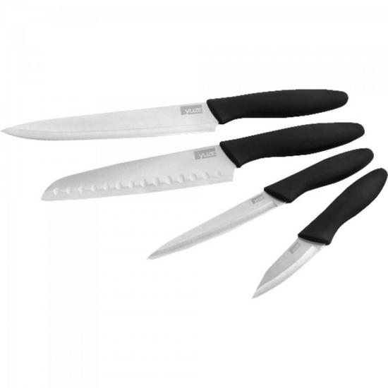 KIT Facas TITANIUM SILVER Preto / Prata YUZE por 0,00 à vista no boleto/pix ou parcele em até 1x sem juros. Compre na loja Mundomax!