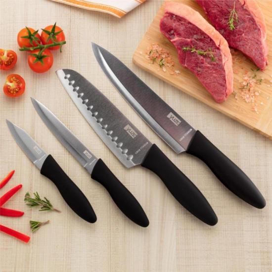 KIT Facas TITANIUM SILVER Preto / Prata YUZE por 0,00 à vista no boleto/pix ou parcele em até 1x sem juros. Compre na loja Mundomax!