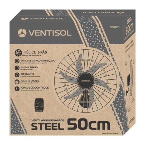 Ventilador de Parede Ventisol Turbo 6 Steel 50cm por 255,00 à vista no boleto/pix ou parcele em até 10x sem juros. Compre na loja Mundomax!