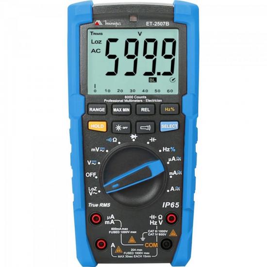 Multímetro Digital ET2507-B Azul MINIPA por 1.099,99 à vista no boleto/pix ou parcele em até 12x sem juros. Compre na loja Mundomax!