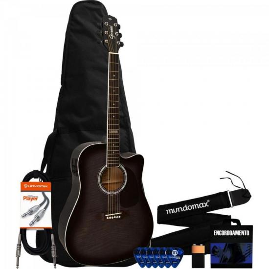 Kit Violão GIANNINI Elétrico GF-1D Translucent Black + Acessórios (66896)