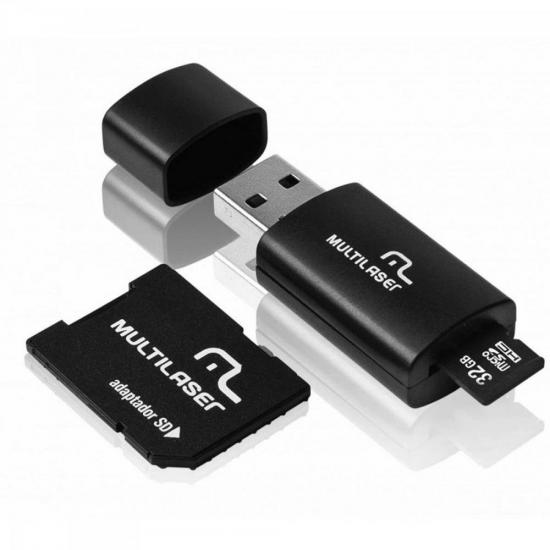 Leitor Multilaser USB Com Cartão SD 32GB por 120,00 à vista no boleto/pix ou parcele em até 4x sem juros. Compre na loja Mundomax!