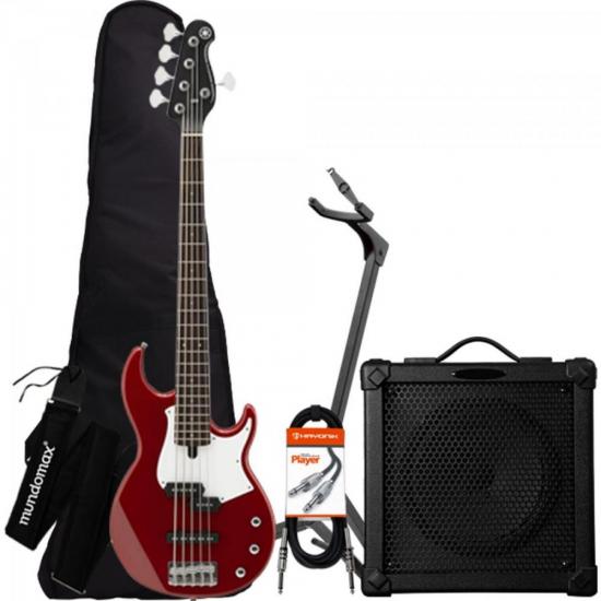 Kit Contrabaixo YAMAHA Passivo 5 Cordas BB235 Vermelho + Cubo + Acessórios <br/> (67035)