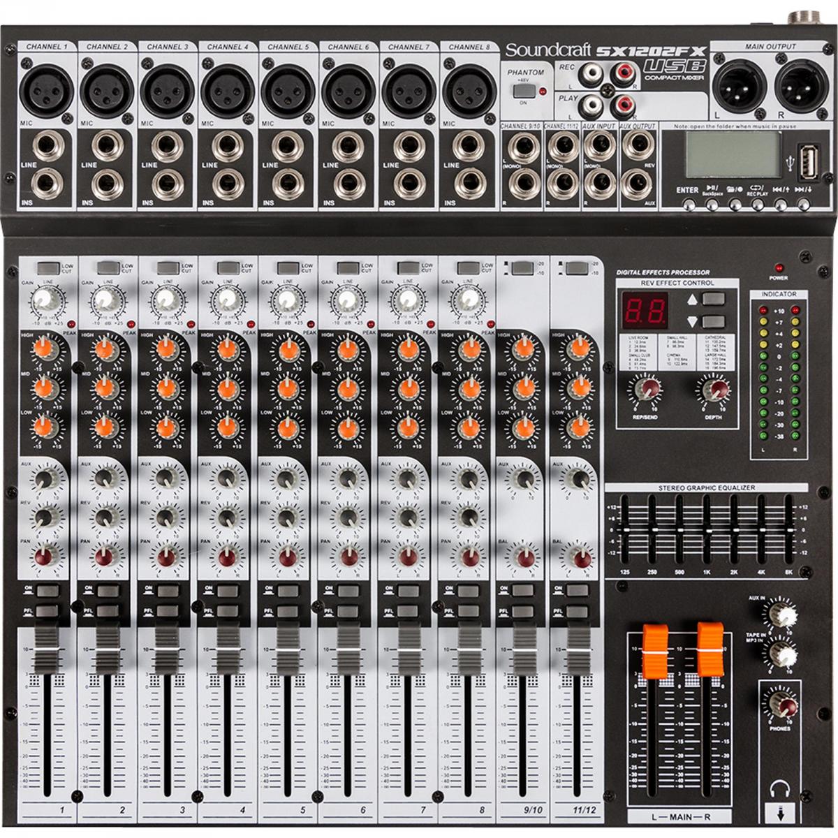 Mesa de Som Soundcraft SX 1202 FX USB Preta - Mundomax
