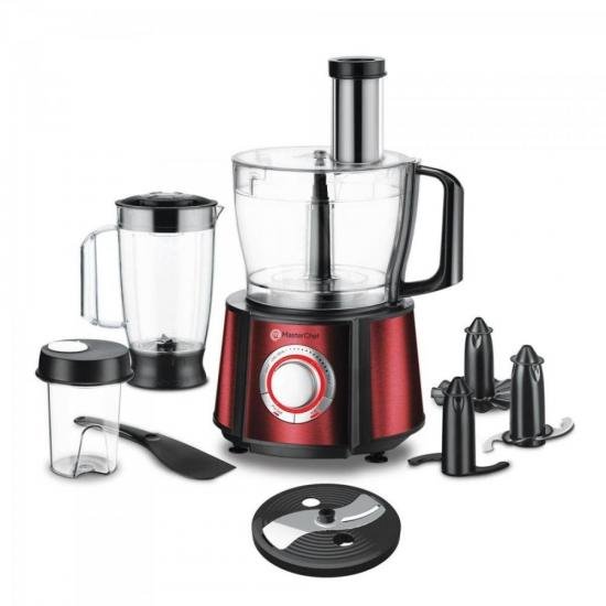 Multiprocessador PR1001V 820W 127V Vermelho MASTER CHEF por 0,00 à vista no boleto/pix ou parcele em até 1x sem juros. Compre na loja Mundomax!