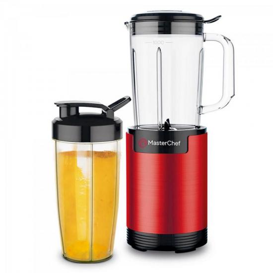 Mini Liquidificador 800W 220V ML2001V Vermelho MASTER CHEF por 0,00 à vista no boleto/pix ou parcele em até 1x sem juros. Compre na loja Mundomax!