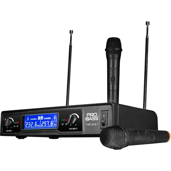 Microfone sem Fio Duplo VHF VF-212 PROBASS (67238)