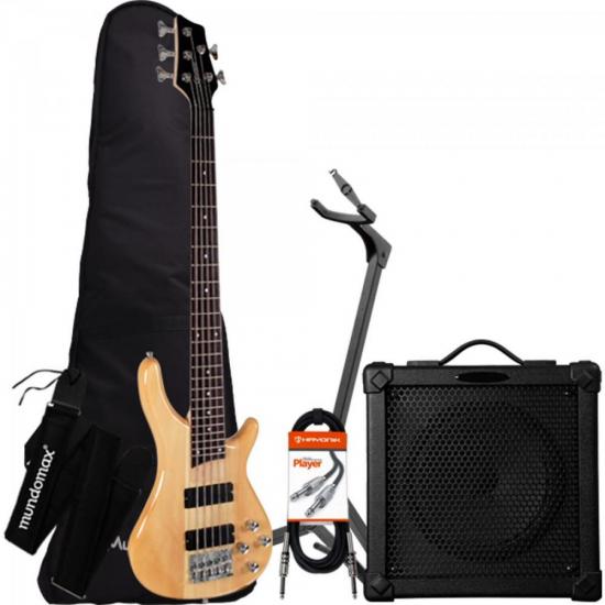 Kit Contrabaixo GIANNINI GB205A NAT BRILHANT + Cubo + Acessórios (67287)