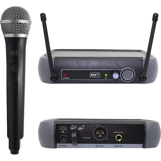 Microfone sem Fio UHF-202/R201 Preto MXT (67528)