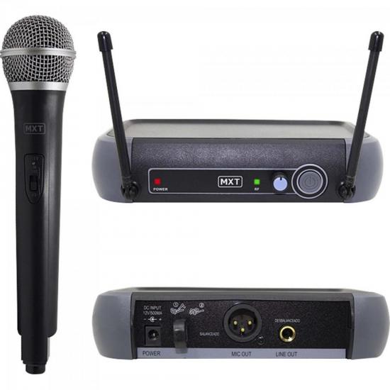 Microfone sem Fio UHF-202/R201 687.6MHZ Preto MXT (67530)