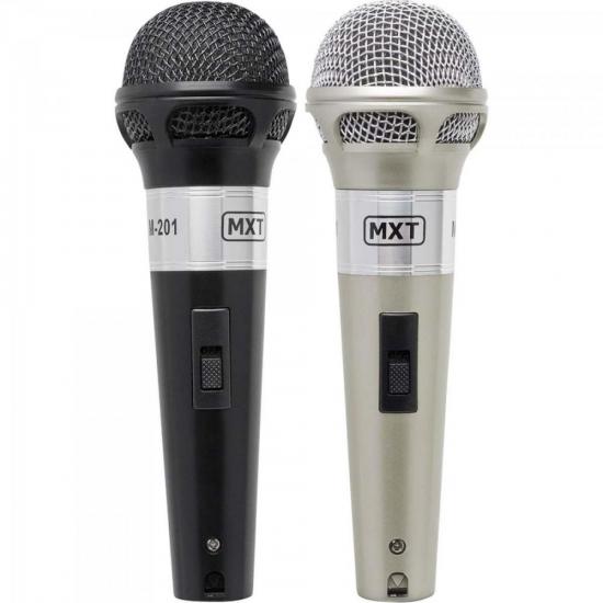 Microfone Dinâmico Par/ Plastic M-201 Preto e Prata MXT (67533)