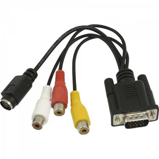Cabo Conversor Adaptador VGA para S-Vídeo com 3RCA 17cm MXT por 0,00 à vista no boleto/pix ou parcele em até 1x sem juros. Compre na loja Mundomax!