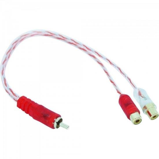 Cabo Coaxial Y 2RCA Fêmea X 1RCA Macho 25cm Cristal MXT por 0,00 à vista no boleto/pix ou parcele em até 1x sem juros. Compre na loja Mundomax!