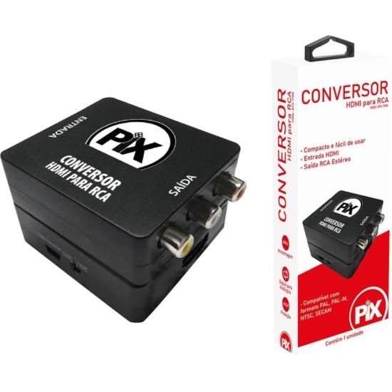 Conversor HDMI Para RCA Preto Pix por 99,00 à vista no boleto/pix ou parcele em até 3x sem juros. Compre na loja Mundomax!