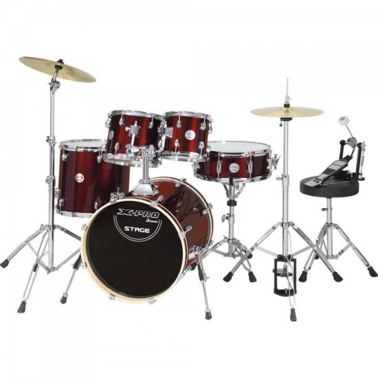 Bateria com Prato BAT118 STG STAGE Vinho XPRO por 0,00 à vista no boleto/pix ou parcele em até 1x sem juros. Compre na loja Mundomax!