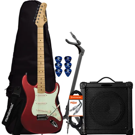 Kit Guitarra TAGIMA Woodstock Series TG-530 Vermelha + Cubo + Acessórios (67904)