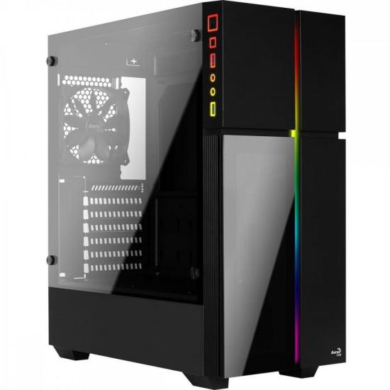 Gabinete Gamer Aerocool Playa Preto RGB Lateral Vidro por 474,00 à vista no boleto/pix ou parcele em até 10x sem juros. Compre na loja Mundomax!