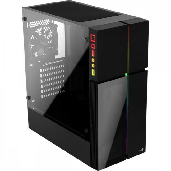 Gabinete Gamer Aerocool Playa Preto RGB Lateral Vidro por 474,00 à vista no boleto/pix ou parcele em até 10x sem juros. Compre na loja Mundomax!