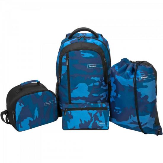 Kit Camo Mochila + Estojo + Bolsa Térmica + Sacochila BUS89102 Azul por 0,00 à vista no boleto/pix ou parcele em até 1x sem juros. Compre na loja Mundomax!