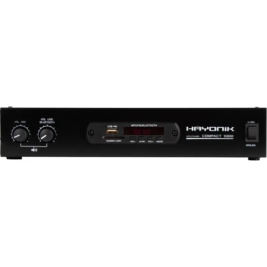 Amplificador Hayonik Compact 1000 80W RMS Com Bluetooth por 654,99 à vista no boleto/pix ou parcele em até 10x sem juros. Compre na loja Mundomax!