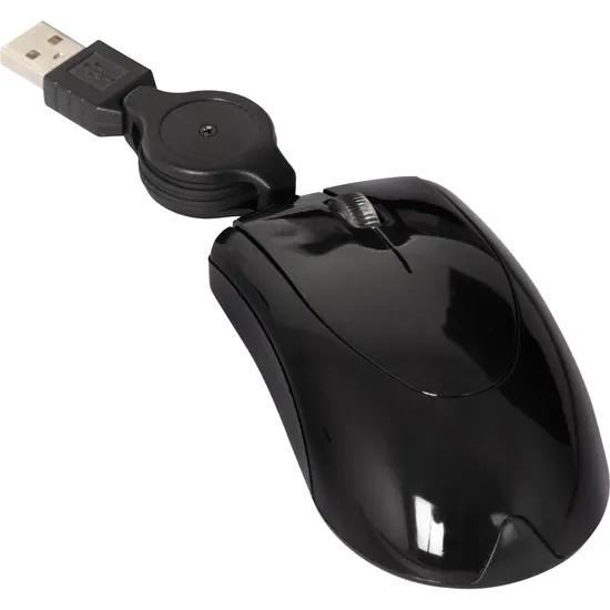 Mini Mouse com Cabo Retrátil USB 1200dpi MO48 Preto MULTILASER (68153)