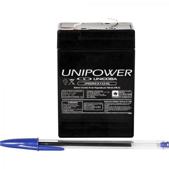 Bateria Estacionária Selada 6V/4,5AH VRLA UP645SEG UNIPOWER por 0,00 à vista no boleto/pix ou parcele em até 1x sem juros. Compre na loja Mundomax!