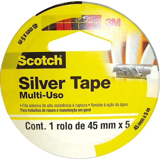 Fita Silver Tape 45mmx5m Sleeve Cinza 3M por 16,99 à vista no boleto/pix ou parcele em até 1x sem juros. Compre na loja Mundomax!