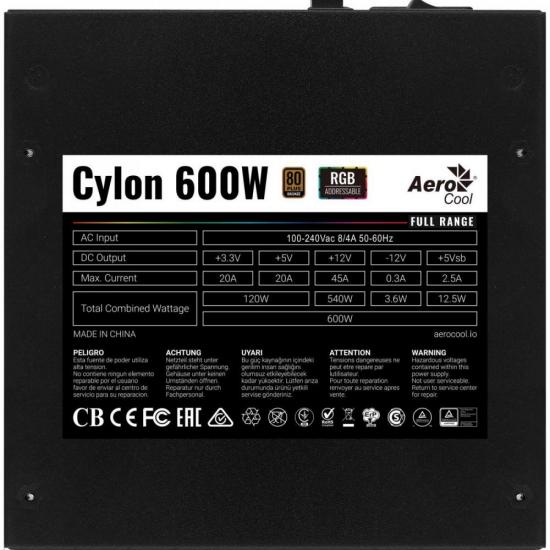 Fonte Gamer ATX Aerocool Cylon 600W 80 Plus Bronze Full Range APFC por 0,00 à vista no boleto/pix ou parcele em até 1x sem juros. Compre na loja Mundomax!