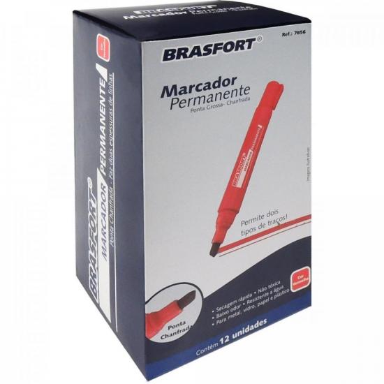 Caneta Marcador Permanente Ponta Grossa Vermelha Brasfort por 32,99 à vista no boleto/pix ou parcele em até 1x sem juros. Compre na loja Mundomax!