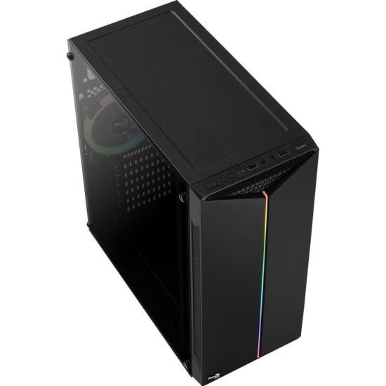 Gabinete Gamer Aerocool Split Preto RGB Lateral Vidro por 384,69 à vista no boleto/pix ou parcele em até 10x sem juros. Compre na loja Aerocool!