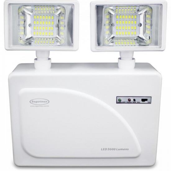 Iluminação de Emergência Lumens 2 Faróis LED 3000 SEGURIMAX por 0,00 à vista no boleto/pix ou parcele em até 1x sem juros. Compre na loja Mundomax!