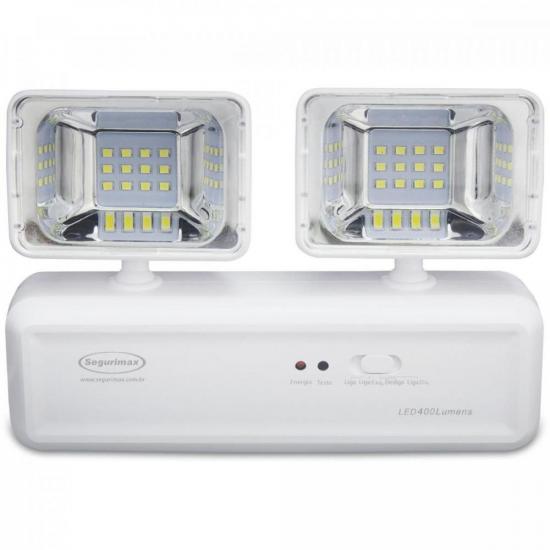 Iluminação Emergência 2 Faróis LED 400 Lúmens SEGURIMAX por 0,00 à vista no boleto/pix ou parcele em até 1x sem juros. Compre na loja Mundomax!