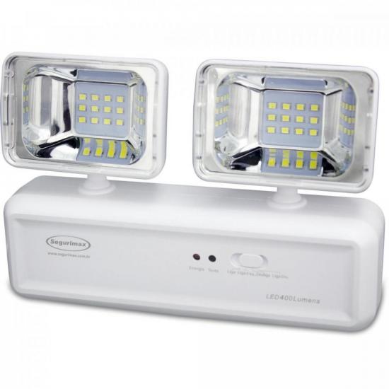 Iluminação Emergência 2 Faróis LED 400 Lúmens SEGURIMAX por 0,00 à vista no boleto/pix ou parcele em até 1x sem juros. Compre na loja Mundomax!