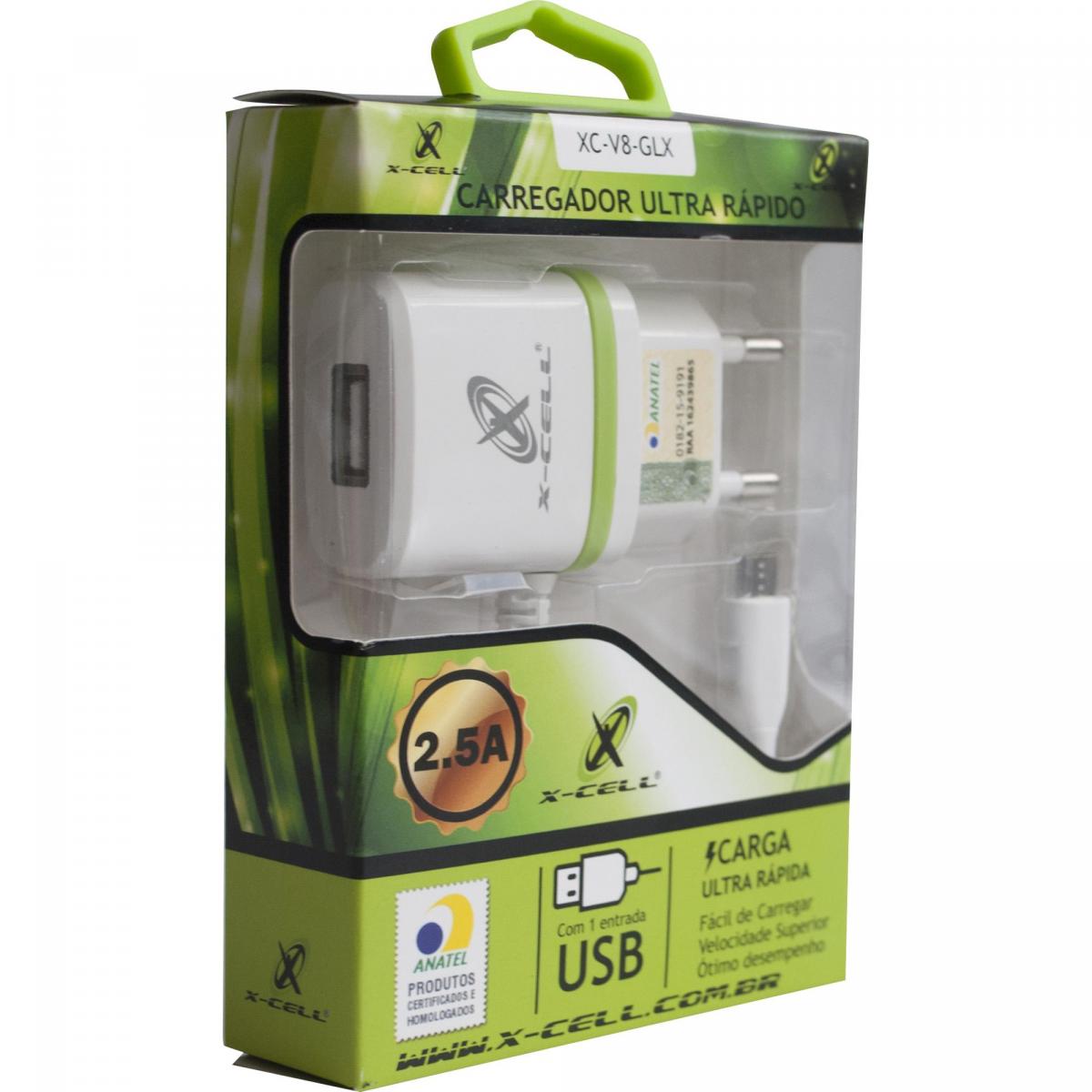 Carregador Ultra Micro USB XC-V8-GLX Branco X-Cell Flex - Mundomax
